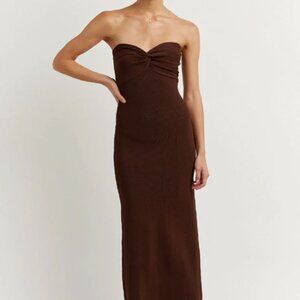 Dissh ANIKA DARK CHOC KNIT MIDI DRESS - S - NWT
